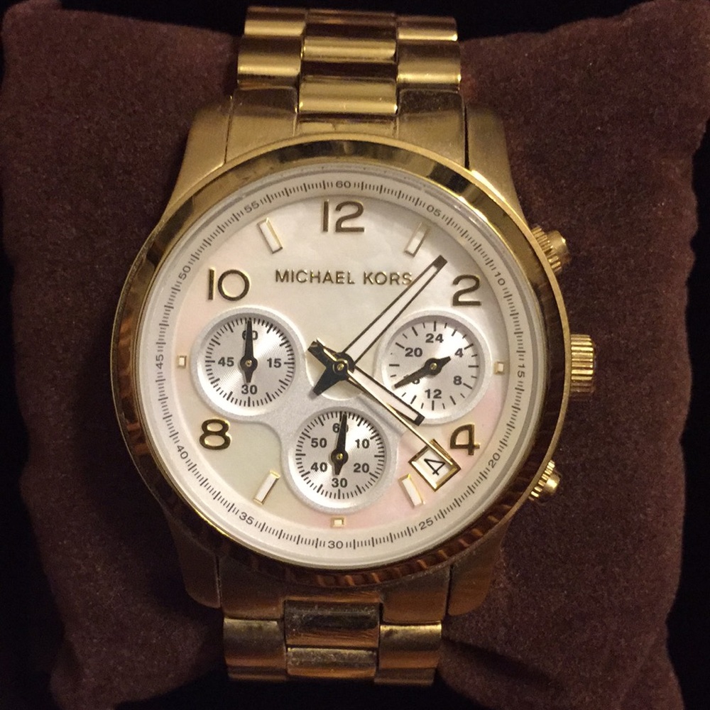 Michael Kors—Chronograph Watch Gold w/ Pearl Face